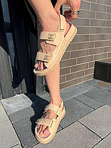 Жіночі Сандалі Chanel Sandals Beige / Шанель Сандалс Бежеві, фото 5