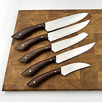 Набір кухонних ножів українського виробництва дуб коричнева рукоять Лісій хвіст