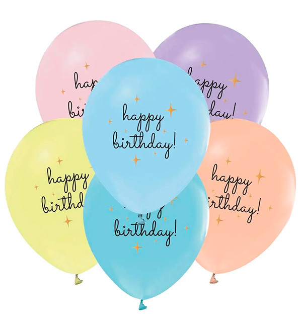 Повітряні кульки "Happy Birthday macaron", 10 шт., Туреччина, d - 30 см