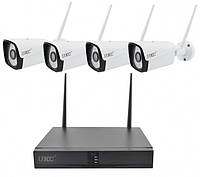 Уличный Комплект Видеонаблюдения на 4 камеры беспроводной WiFi DVR 6674 набор система видеонаблюдения SLV