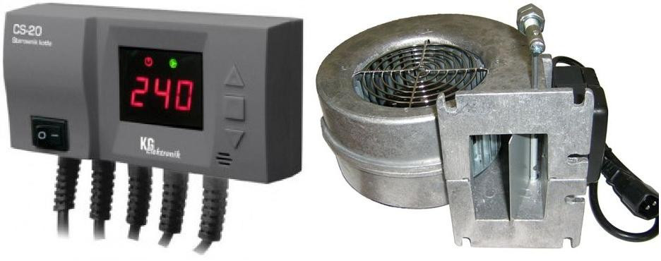 Блок управління KG ELEKTRONIK CS-20 + вентилятор WPA-120 для твердопаливних котлів