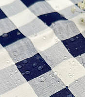 Ткань хлопковая ткань тефлоновая клетка синяя крупная для скатерти штор римских штор
