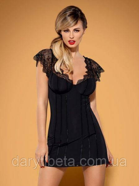 Комплект Obsessive MOKETTA CHEMISE Чорний S / M, Черный, S/M