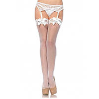 Панчохи з мереживним верхом білі Leg Avenue Sheer Thigh Highs Lace Top O/S