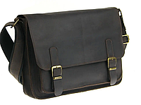 Женская кожаная офисная сумка для документов формата А4 из натуральной кожи на плечо с клапаном коричневая