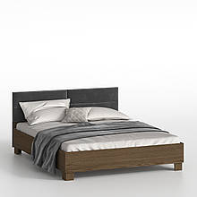 Двоспальне ліжко "Бріз" з м'якою спинкою + основа з ламелями Дуб Родос темний 880х2040х1640 мм
