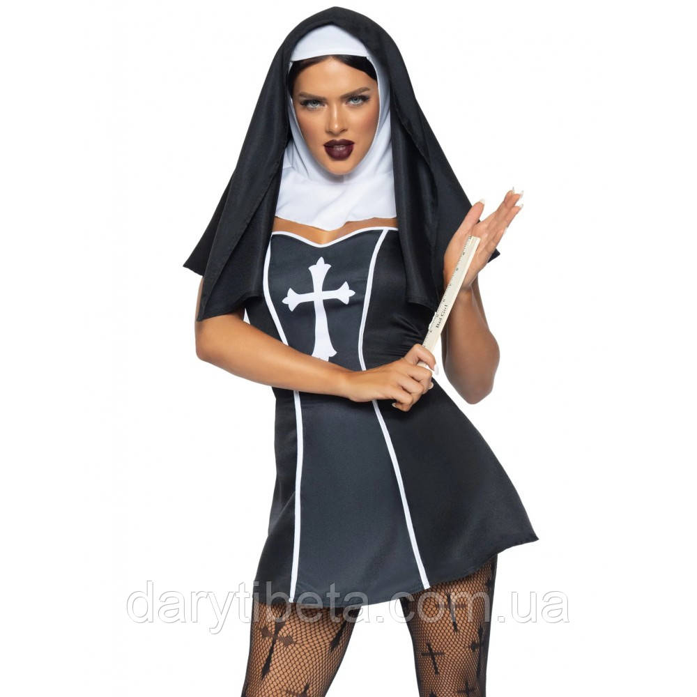 Костюм черниці Leg Avenue, L, Naughty Nun 2 предмети, чорний