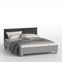Двоспальне ліжко "Бріз" з м'якою спинкою + основа з ламелями Сірий 880х2040х1640 мм