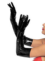 Рукавички сексуальні розміру S Stretchy Vinyl Opera Length Gloves від Leg Avenue, вінілові, чорні