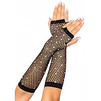 Рукавички в сітку із стразами One SIze Fishnet Arm Warmers Gloves від Leg Avenue Rhinestone, чорні