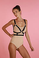 Портупея натуральна шкіра "Chst4", екошкіра, ручна робота, чорна