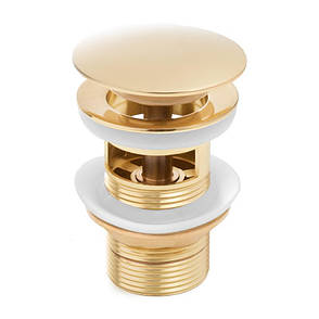 Донний клапан для умивальника Yoka KLIK-KLAK L.GOLD з переливом золотий, фото 2