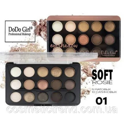 Палітра 15 тіней для повік DoDo Girl Eyeshadow Soft Rosie D3085/01, фото 1