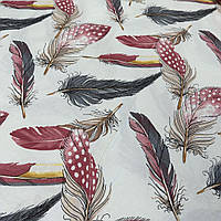 Ткань хлопковая ткань тефлоновая для штор римских штор скатерти перья красные серые