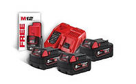 Энергокомплект MILWAUKEE M18 NRG-503 (В5 3шт; з/у M12-18FC) + подарок Аккумулятор M12 B2