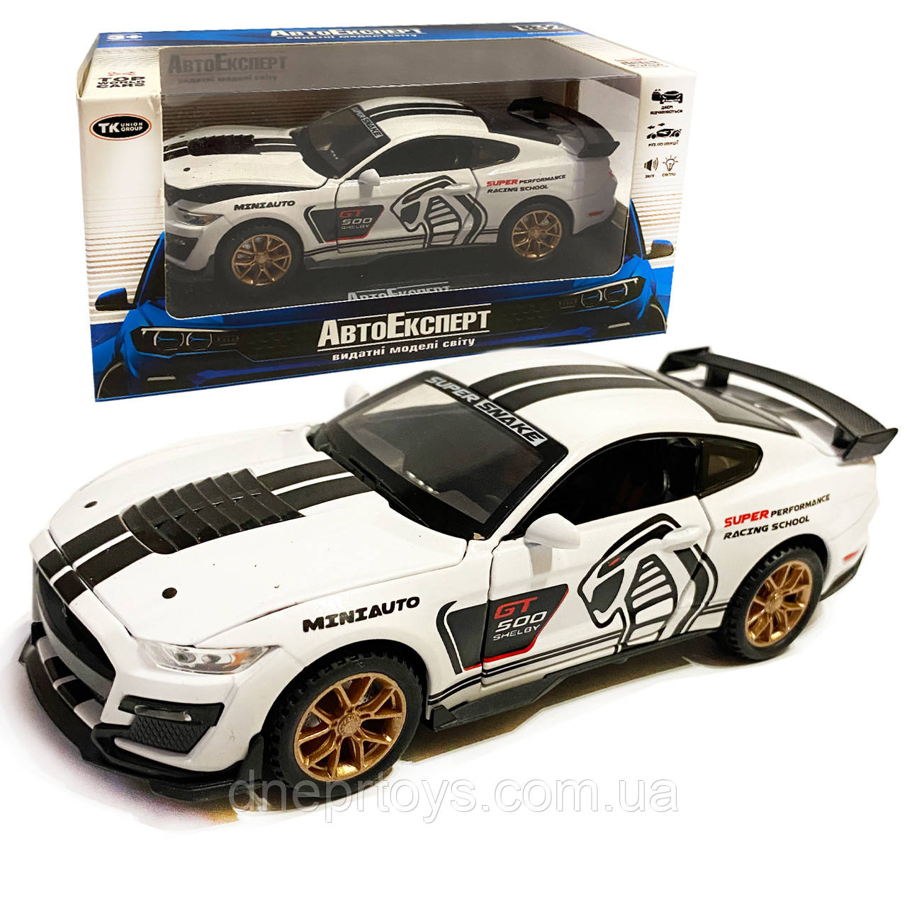 Машинка металева Ford Mustang Shelby GT500 "AutoExpert" Форд Мустанг шелбі GT500 білий 16*6*6 см (LF - 03608), фото 1