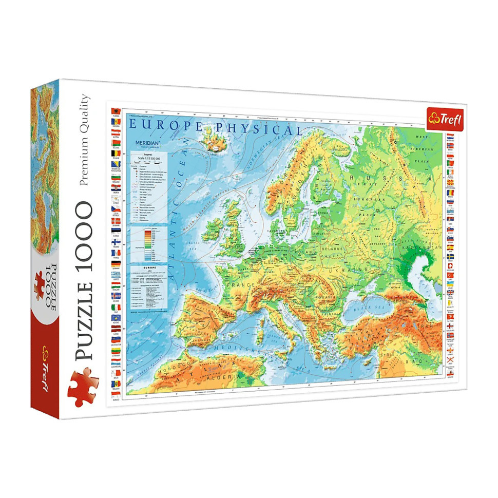 Пазл "Фізична карта Європи" Trefl 10605, 1000 елементів, Toyman
