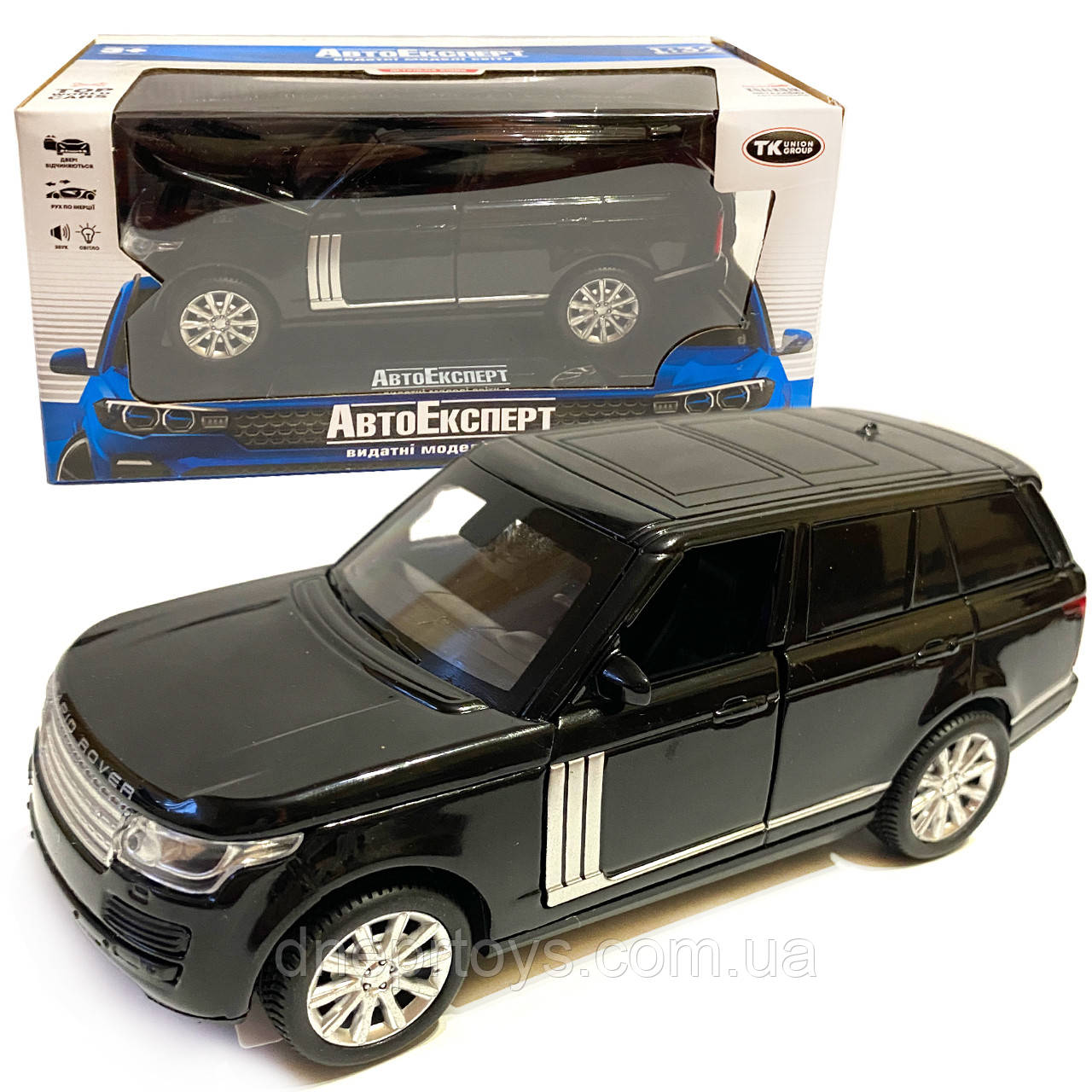 Машинка металева Rapid Land Rover «AutoExpert» рапід ленд ровер джип, чорний, звук, свет, інерц., відкр. двері, багаж, капот,