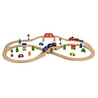 Деревянная железная дорога Viga Toys 56304, 49 элементов, World-of-Toys