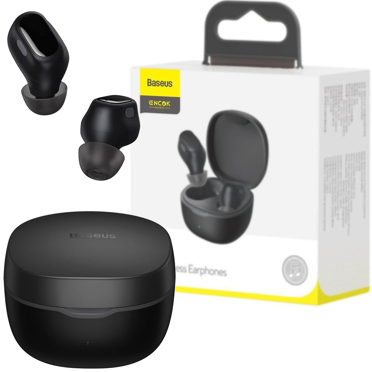 Бездротові Bluetooth навушники Baseus Encok WM01 TWS з Bluetooth 5.0 Black (NGTW240001)