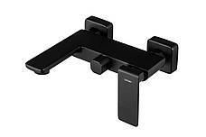 Змішувач для ванни та душу CORSAN TRINO BLACK чорний настінний з виливом, фото 3