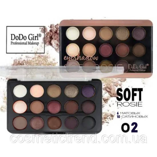 Палітра 15 тіней для повік DoDo Girl Eyeshadow Soft Rosie D3085/02 — розпродажу
