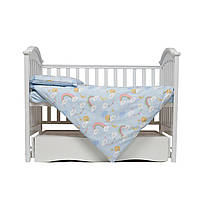 Сменная постель в детскую кроватку 3 элемента Twins Sky, 100% хлопок, простынь на резинке, голубая