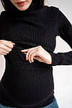 Чорна трикотажна кофта гольф для вагітних та годуючих мам із секретом для годування, 5279151-Ч, фото 4