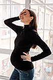 Чорна трикотажна кофта гольф для вагітних та годуючих мам із секретом для годування, 5279151-Ч, фото 2