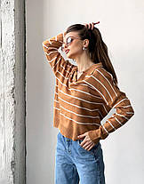 Легкий жіночий джемпер поло в тонку смужку Ssch2030, фото 2