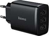 Мережевий зарядний пристрій Baseus Compact Charger 3U 17 W EU black (CCXJ020101), фото 2