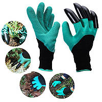 Садовые перчатки с когтями Garden Genie Gloves, Черные с зеленым