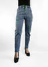 Джинси МОМ на гумці Жіночі стильні джинси з потертостями розміри 28-32 Зелені виворіт, фото 5