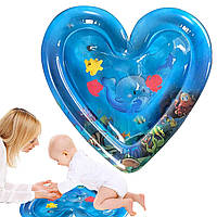 Развивающий надувной детский водный коврик "подводный мир" для малышей в форме сердца
