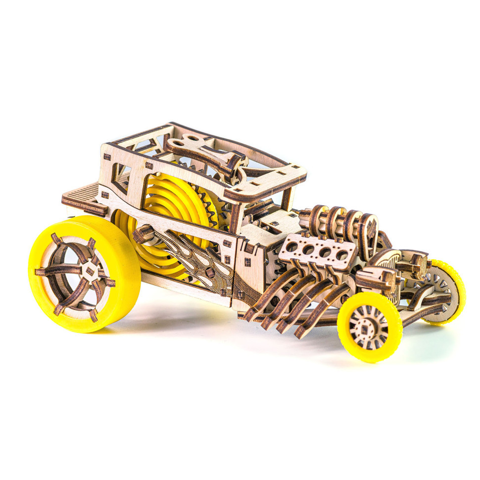 Дерев'яний конструктор "Hot Rod" Time for Machine T4M380303 (Жовтий)