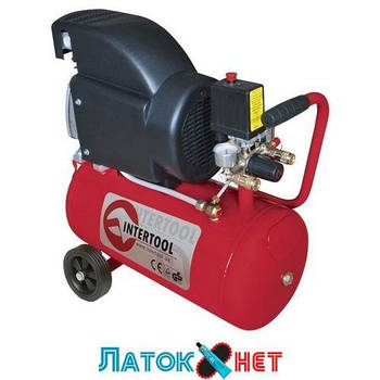 Компресор 24 л 8атм 206 л/хв 220 В PT-0010 Intertool 1.5 кВт 2HP