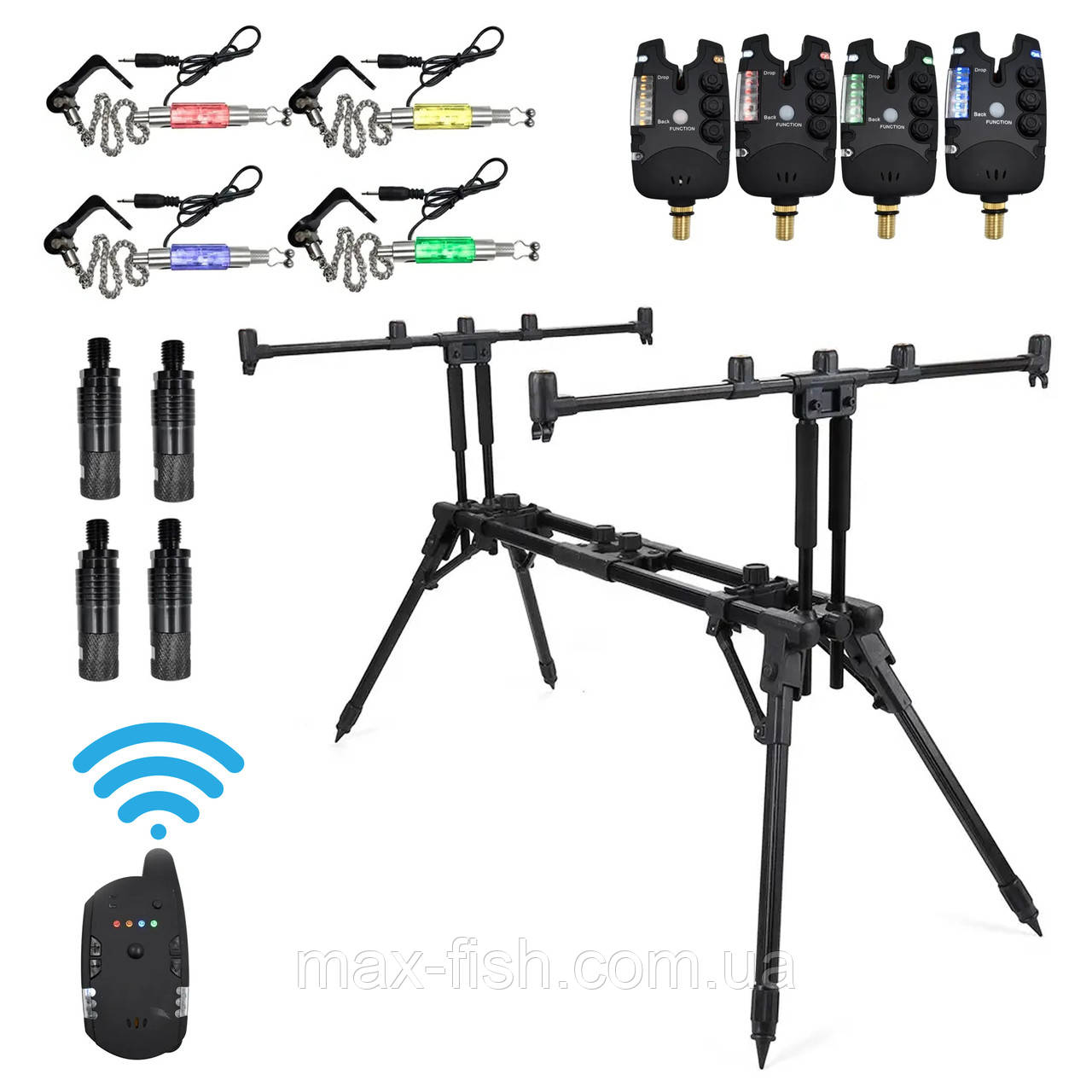 Набір Род Под на 4 вудлища Carp Rod Pod Сигналізатори Feima Carp Pro свінгери та швидкознімання