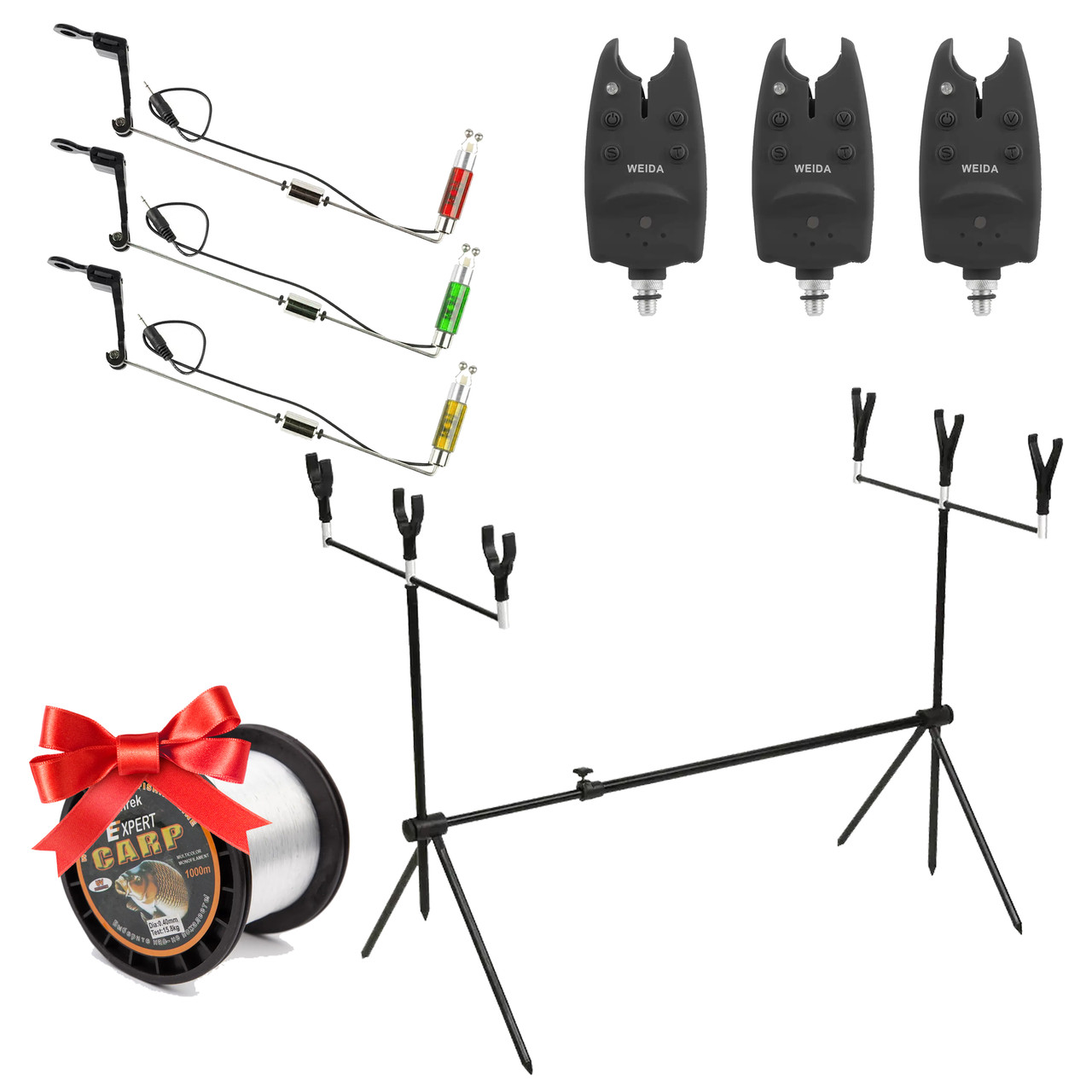 Набір Rod Pod на 3 вудилища Sams Fish з сигналізаторами та свінгерами + чохол, фото 1