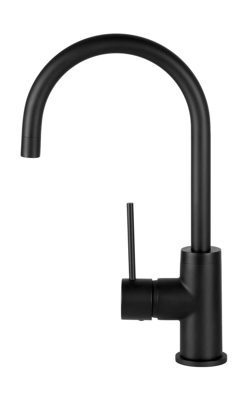 Змішувач для кухні CORSAN LUGO BLACK MATT чорний з рухомим носиком *, фото 1