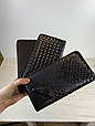 Шкіряний гаманець на блискавці фактура Плетіння С101-КТ-10250 Чорний, фото 2