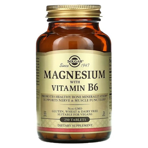 Магній та вітамін В6, Solgar Magnesium With Vitamin B6 250 таблеток