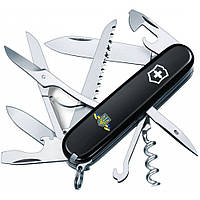 Складной швейцарский нож Victorinox Vx13713.3_T1010u Huntsman Ukraine 15 функций 91 мм Герб Украины с лентой