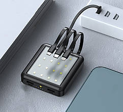 Павербанк 10000 мАг універсальний для зарядки Android та IOS зі шнурами та подвійним USB портом Wi-charge 10К
