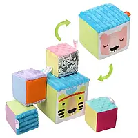 Гр Набір м'яких кубиків дизайн 1 "Тигрюля" 2050036115  Homefort 5 кубиків, 1 великий 15х15см, 4 м