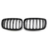 Решітки радіатора BMW X5 E70 X6 E71 M Performance чорні глянцеві двореберні ніздрі БМВ, фото 3