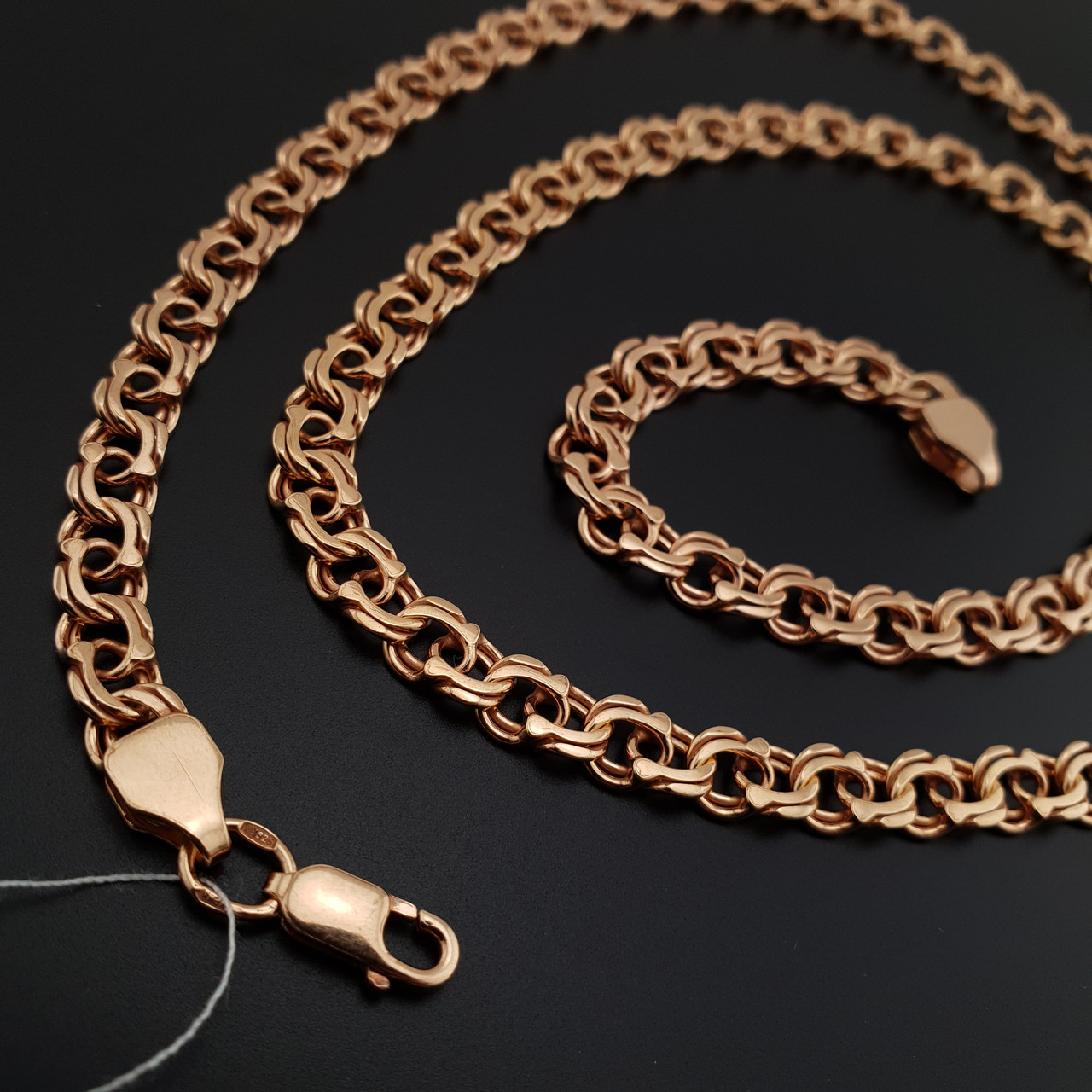 Позолочений срібний ланцюжок чоловічий товстий. Позолота 585 ланцюжок срібло 925. Ширина 7 мм 60 см, фото 1