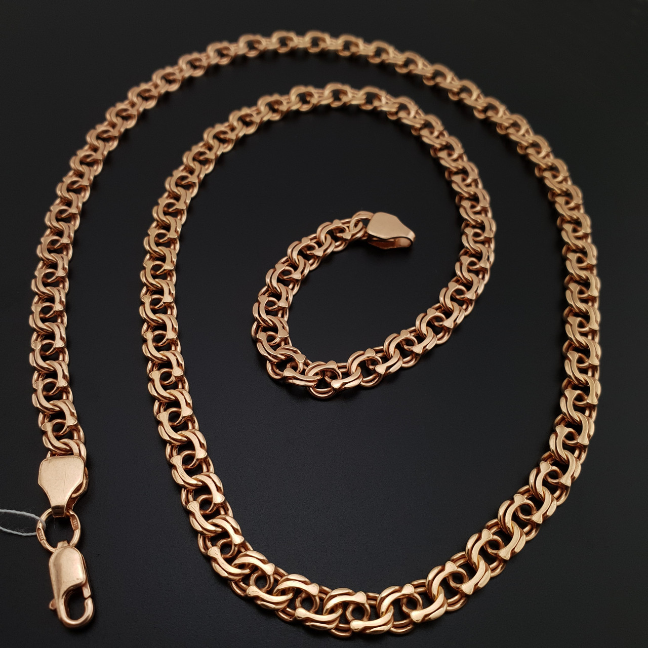 Позолочений срібний ланцюжок чоловічий товстий. Позолота 585 ланцюжка срібло 925. Ширина 7 мм 50 см, фото 1