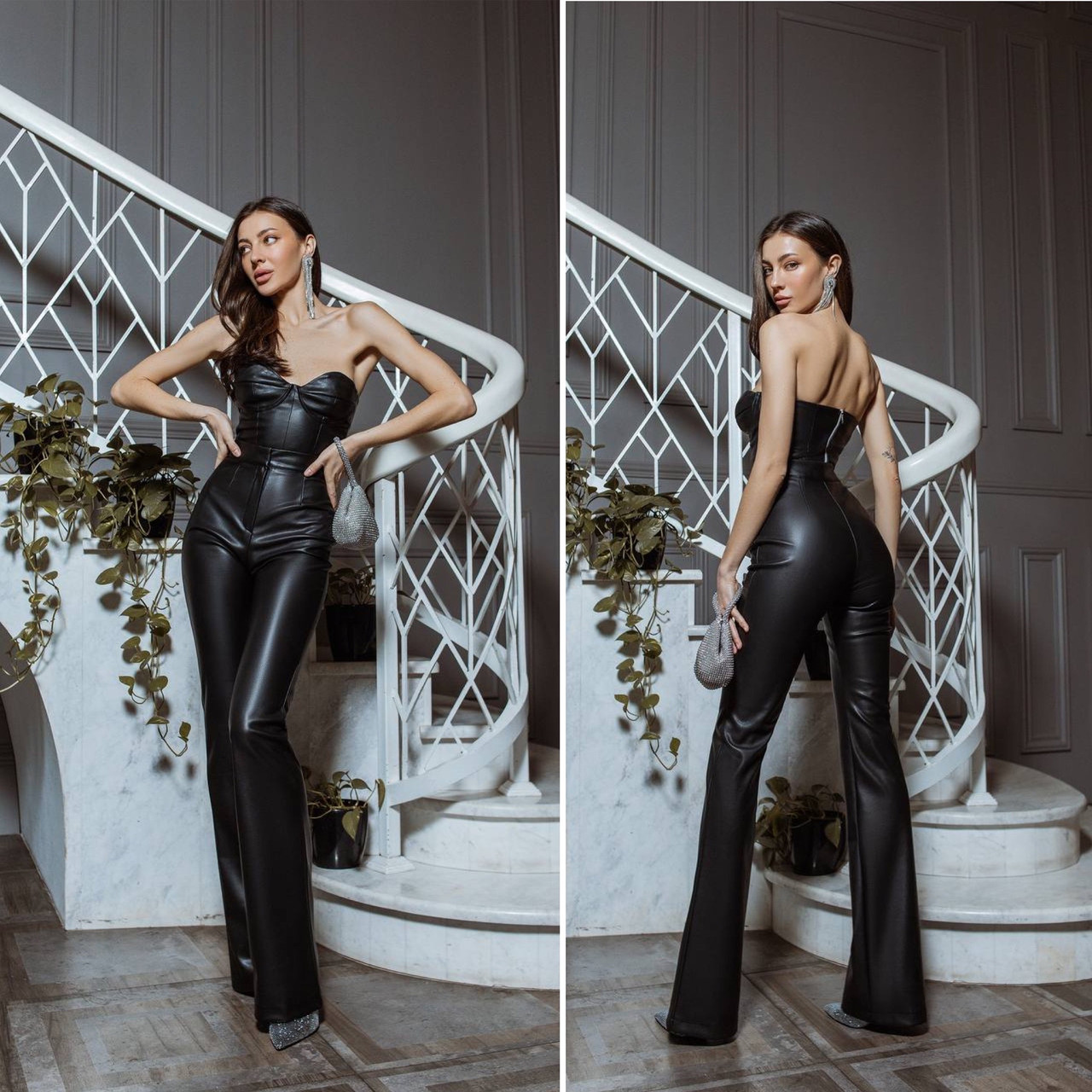 Стильні штани кльош з екошкіри Люкс чорні (різні кольори) XS S M L