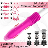 Телескопічна міні секс машина, Вібратор на пульті з висуванням, Секс машина на присоску, Інтимні іграшки, фото 7