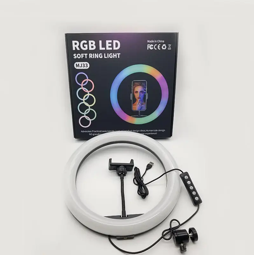 Купить Кольцевая лампа цветная светодиодная RGB LED MJ33 для селфи ...